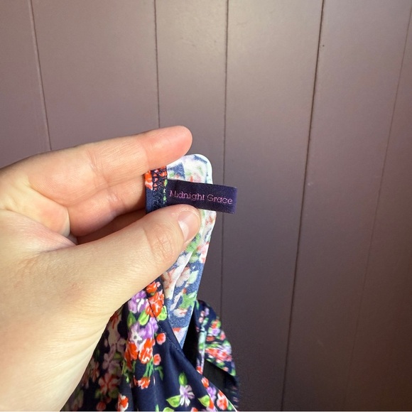 Midnight Grace One Piece Swimsuit – Size 36G, Vintage-Inspired Floral Halter - Picture 5 of 6